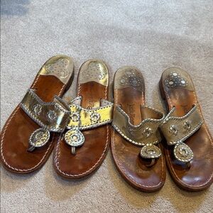 Jack Rogers Gold and Silver Sandals